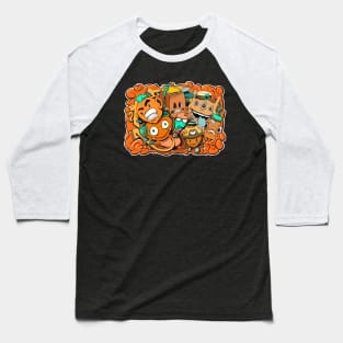 Orange and Blue graffiti cartoon characters Baseball T-Shirt